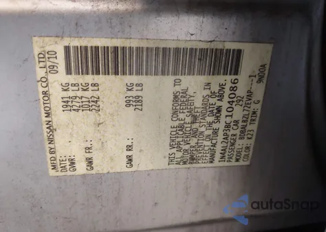 2011 Nissan Altima 2.5 S from USA, damaged, VIN 1N4AL2AP3BC104086